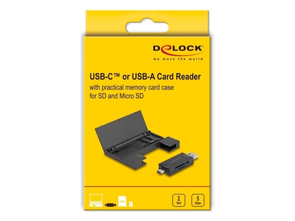 Delock - Kortleser (microSD, SD, MMC) - USB 3.2 Gen 1 / USB-C