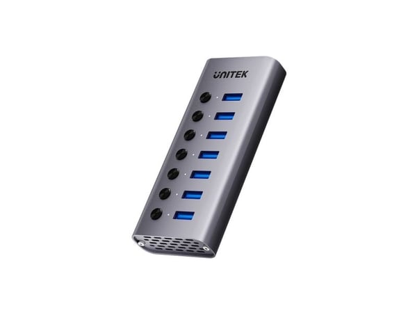 Unitek H1314A - Hub - 7-in-1, individual switches - 7 x SuperSpeed USB 3.0 - stasjonær