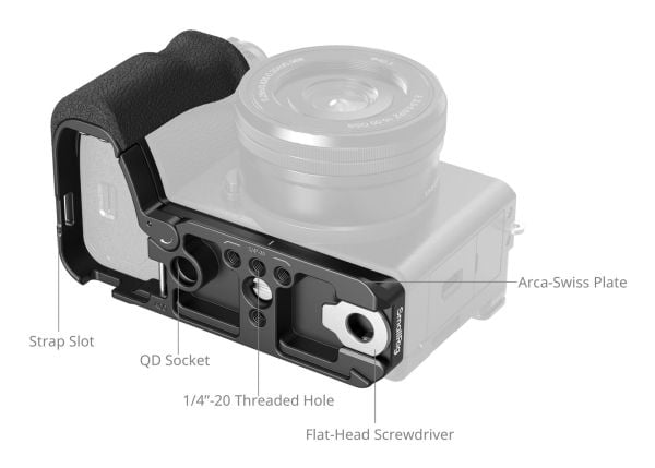 SmallRig 5061, Håndtak, Sort, Aluminium, Silikon, 1/4-20", Sony Alpha 6700, L-Shape Mount Plate with Silicone Handle x 1, Flat Head Wrench x 1, All...