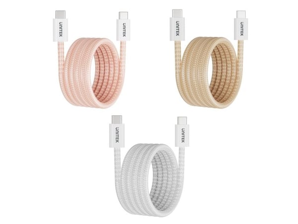 Unitek USB-kabel Unitek Magnetisk flettet kabel USB C PD 100W hvit 1m