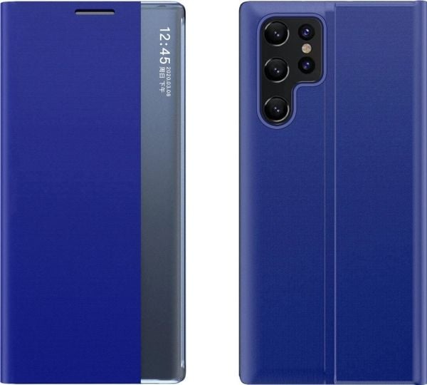 New Sleep Case for Samsung Galaxy S24 FE - deksel med klaff og stativ - blå