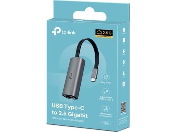 TP-Link UE302C, Koblet med ledninger (ikke trådløs), USB Type-C, Ethernet, 2500 Mbit/s, Grå
