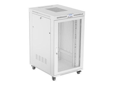Lanberg FF01 series - Rack skap - 800 x 1000, flat pack, with mesh door - med LCD-skjerm, termostat - fritt stående - grå, RAL 7035 - 27U - 19"
