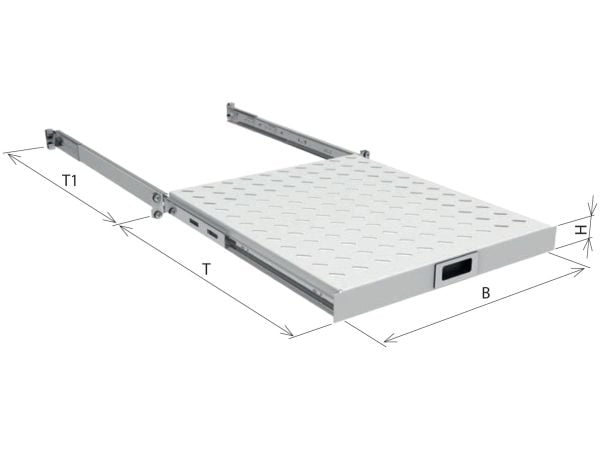 EFB Elektronik 691651ATS.8, Rackhylle, Sort, Metall, 30 kg, 1U, 48,3 cm (19")