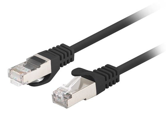 Lanberg - Koblingskabel - RJ-45 (hann) til RJ-45 (hann) - 5.7 mm - F/UTP (ScTP) - CAT 6 - uten hindringer, flertrådet - svart RAL9004 (en pakke 10)