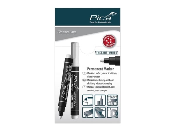 PICA Classic Permanent marker INSTANT-WHITE 2-4mm rund spids hvid - 2107727