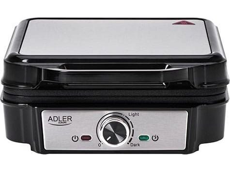 Adler AD 3083, 4 vafler, firkant, Sort, Sølv, 0,65 m, 1200 W, 1800 W