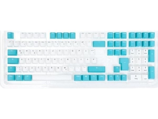 Ducky keycap-sett, PBT, ISO (DE) - hvit/blå (DKSA109-DEPDBWZOT)