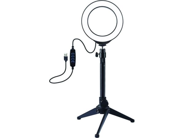 Puluz ringlampe LED 12 cm med tripodstativ opptil 24,5 cm USB