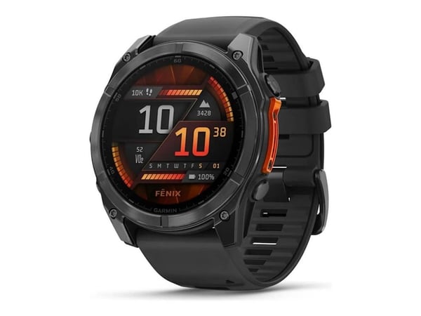 Garmin Fenix 8 - 51 mm - skiffergrå - sportklocka med band - silikon - svart - handledsstorlek: 127-210 mm - display 1.4" - 32 GB - Bluetooth, Wi-F...