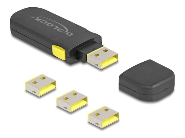 Delock - USB port blocker set - for USB Type-A female port - svart, gul