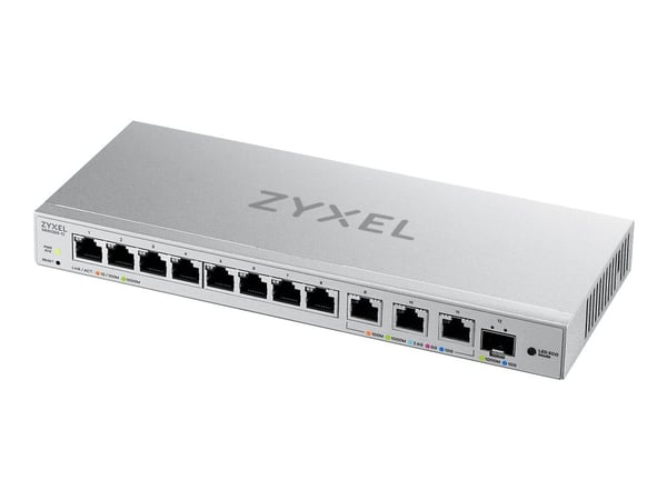 Zyxel XGS1250-12 - Switch - Administrerad - 8 x 10/100/1000 + 3 x 1/2.5/5/10GBase-T + 1 x 1 Gigabit / 10 Gigabit SFP+ - skrivbordsmodell