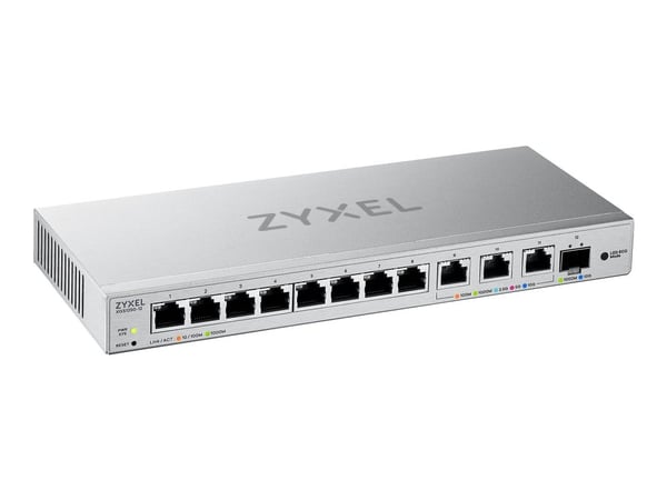 Zyxel XGS1250-12 - Switch - Administrerad - 8 x 10/100/1000 + 3 x 1/2.5/5/10GBase-T + 1 x 1 Gigabit / 10 Gigabit SFP+ - skrivbordsmodell