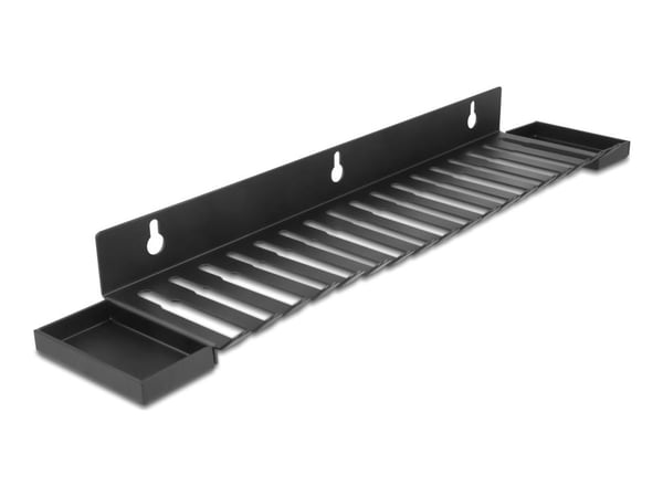 Delock kabelhållare 401 x 71 mm för väggmontage med två förvaringsfack svart Delock kabelhållare 401 x 71 mm för väggmontage med två förvaringsfack svart