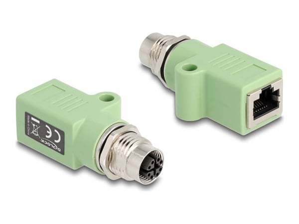 Delock - Nettverksadapter - 8 pin M12-X (hunn) rett til RJ-45 (hunn) rett - STP - CAT 5e - X-coded - grønn