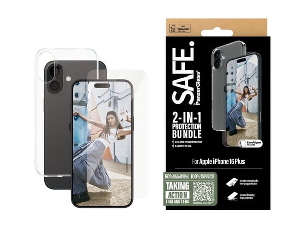 SAFE. by PanzerGlass - 2-in-1 Protection - baksidedeksel for mobiltelefon - termoplast-polyuretan (TPU) - gjennomsiktig - med skjermbeskytter - for...