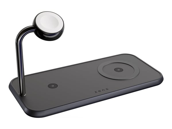ZENS Dual+Watch Aluminium Wireless Charger - Trådlös laddningsplatta/laddningsstativ - magnetisk + växelströmsadapter - 20 Watt - Apple Fast Charge...
