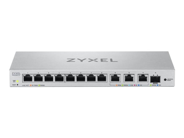 Zyxel XGS1250-12 - Switch - Administrerad - 8 x 10/100/1000 + 3 x 1/2.5/5/10GBase-T + 1 x 1 Gigabit / 10 Gigabit SFP+ - skrivbordsmodell
