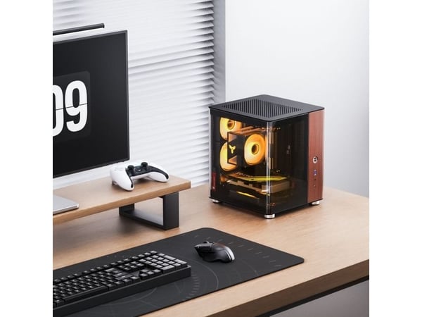 Jonsbo TK-0 PC-chassi Mini-Tower Mini-ITX, härdat glas, trä - svart (TK-0 BLACK)