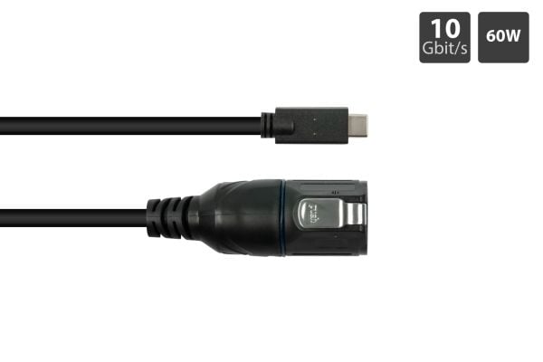 Industriell kontakt S1 - USB 3.2 Gen. 2-kabel, plugg Câ„¢ med klikklås på plugg Câ„¢ (IC01-16U3101-010)