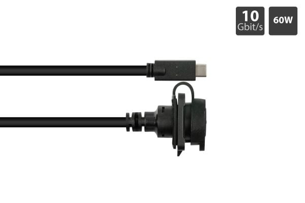 Industriell kontakt S1 - USB 3.2 Gen. 2-kabel, plugg Câ„¢ til panelkontakt Câ„¢, M16, IP65/67, 0,5 (IC01-16U3102-005)
