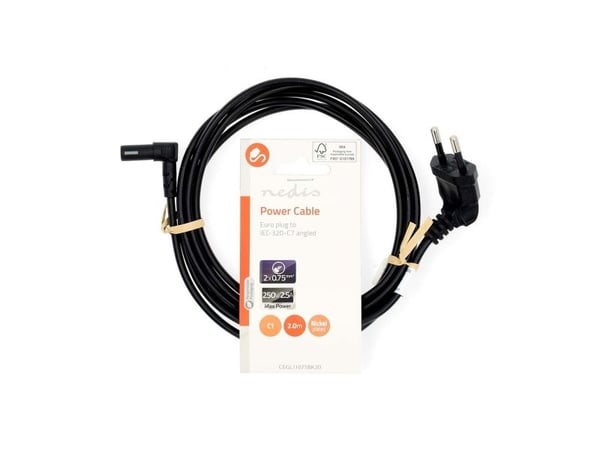 Nedis CEGL11075BK20, 2 m, Virtapistoke tyyppi C, C1 liitin