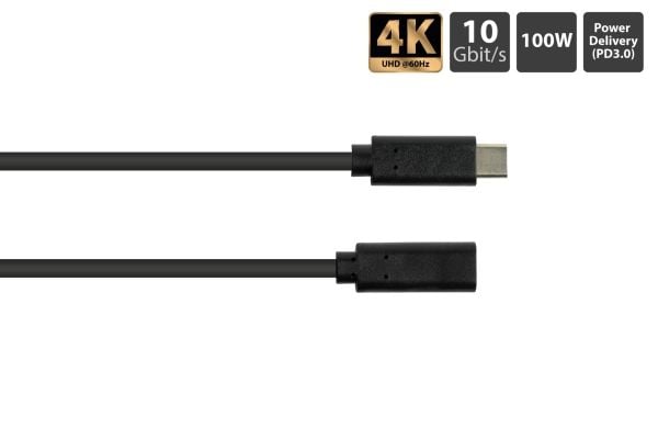 Alcasa 2831-CV010S, 1 m, USB C, USB C, USB 3.2 Gen 2 (3.1 Gen 2), 10 Gbit/sek., Sort