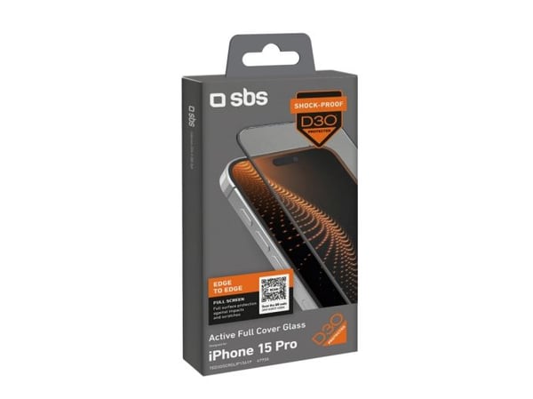SBS TED3OSCRGLIP1561P, Apple, iPhone 15 Pro, Fallsikker, Slagbestandig, Støtbestandig, Ripebestandig, Svart, Gjennomsiktig, 1 stykker