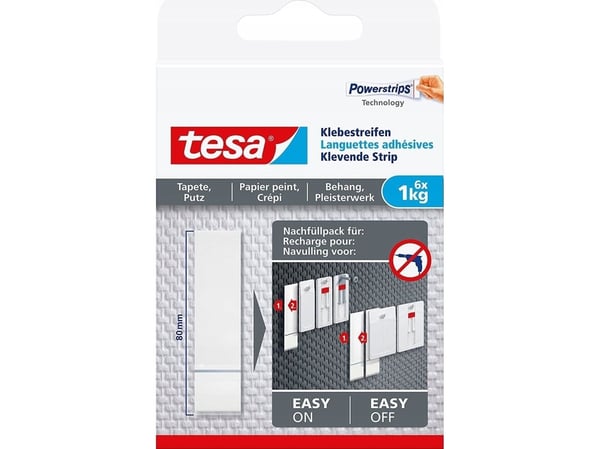 TESA 77771-00000-20, Monteringsplatta, Vit, inomhus, papper, Gips, 1 kg, 6 styck