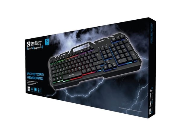 Sandberg IronStorm - Tastegruppe - bakgrunnsbelyst - USB - Belgisk