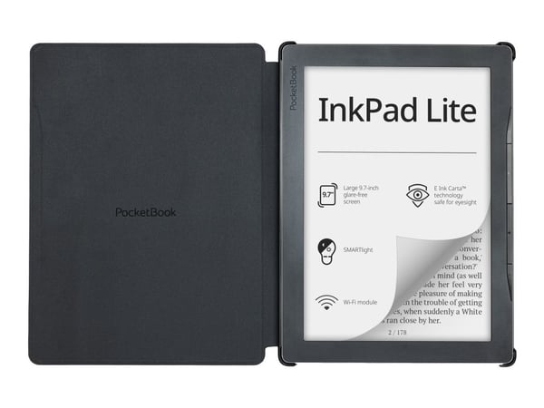 PocketBook - Vikbart fodral för eBook-läsare - polyuretan, plast - svart - för PocketBook InkPad Lite