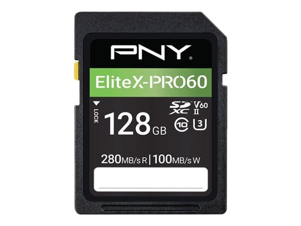 PNY EliteX-PRO60 - Flashhukommelseskortti - 128 GB - Videoluokka V60 / UHS-II U3 / Class10 - microSDXC UHS-II