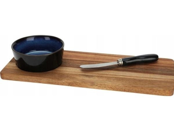 Skjærefjøl Excellent Houseware til serveringssnacks med skål og kniv