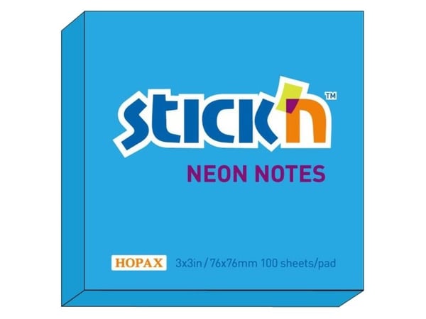 Notesblok 76x76 100 Blad Neon Blå - (12 stk.)