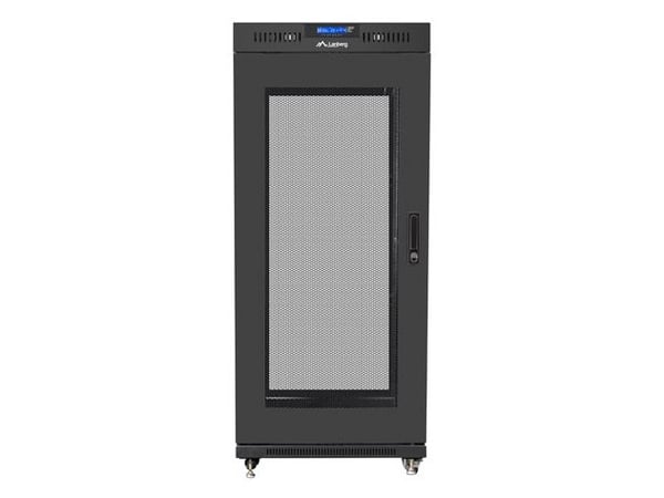 Lanberg V2 - Rack skap - flat pack, with mesh door, 600X600- fritt stående - svart, RAL 9004 - 27U - 19"