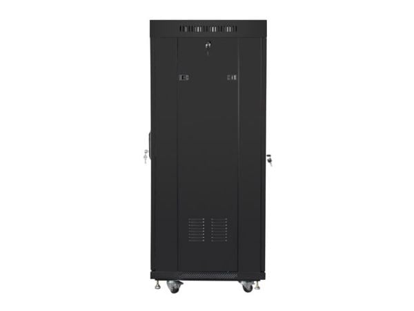 Lanberg V2 - Rack skap - flat pack, with mesh door, 600X600- fritt stående - svart, RAL 9004 - 27U - 19"