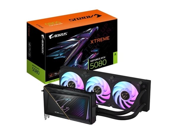 GIGABYTE AORUS GeForce RTX 5080 XTREME WATERFORCE 16G, GeForce RTX 5080, 16 GB, GDDR7, 256 bittiä, 7680 x 4320 pikseliä, PCI Express x16 5.0