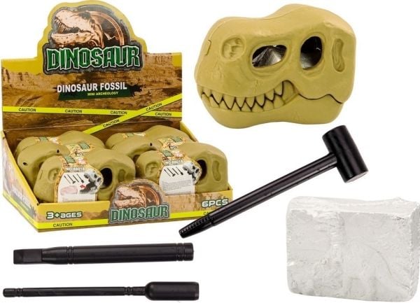 LeanToys arkeologisk utgravningssett med dinosaurer og skatter, hodeskalle, LEAN TOYS