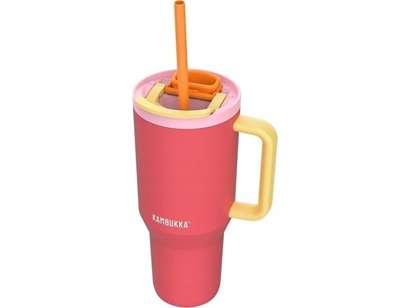 Termokrus med teleskopisk sugerør Kambukka Rio Tumbler 950ml Pink Papaya