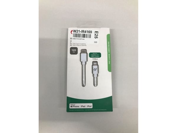 Cellularline 8018080347849, 1,2 m, Lightning, USB C, Hvit, 40 g, 1000 mm
