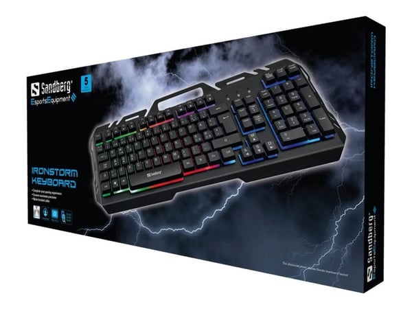 Sandberg IronStorm - Tastegruppe - bakgrunnsbelyst - USB - Belgisk