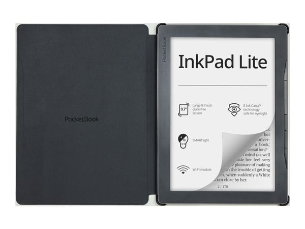 PocketBook - Vikbart fodral för eBook-läsare - polyuretan, plast - svart - för PocketBook InkPad Lite
