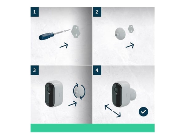 Arlo Essential - 2. generasjon - nettverksovervåkingskamera - innendørs, utendørs - værbestandig - farge (Dag og natt) - 4 MP - 2560 x 1440 - lyd -...