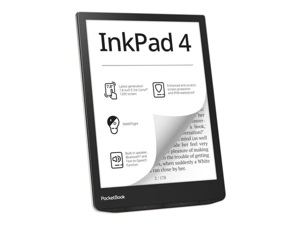 PocketBook InkPad 4 - eBook-leser - Linux 3.10.65 - 32 GB - 7.8" monokrom E Ink Carta 1200 (1872 x 1404) - berøringsskjerm - Wi-Fi, Bluetooth - stj...