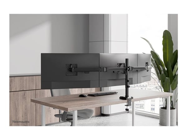 Neomounts DS60-600BL3 - Monteringssett (skjermarm, maljeklemme) - full bevegelse - for 3 skjermer - stål - svart - skjermstørrelse: 10"-27" - skriv...