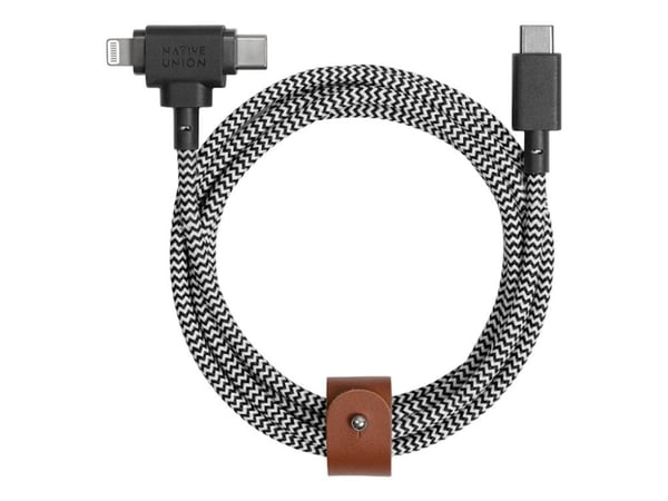 Native Union Belt Cable Duo, 1,5 m, USB C, USB C/Lightning, Musta, Valkoinen