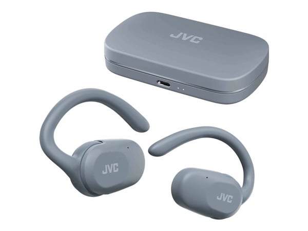 JVC HA-NP40T - True wireless-hodetelefoner med mikrofon - åpent øre - over-øret-montering - Bluetooth - blå