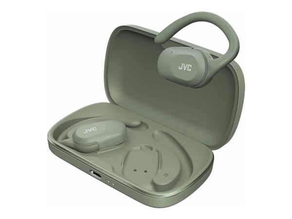 JVC HA-NP40T - True wireless-hodetelefoner med mikrofon - åpent øre - over-øret-montering - Bluetooth - grønn