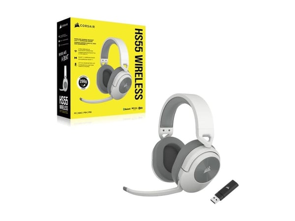 CORSAIR Gaming HS55 WIRELESS - Hodesett - full størrelse - 2,4 GHz - trådløs - hvit
