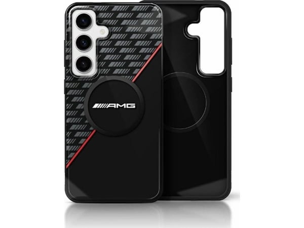Mercedes AMG Double Layer Rhombs MagSafe Samsung Galaxy S25+ telefondeksel i svart og rødt Mercedes AMG Double Layer Rhombs MagSafe Samsung Galaxy S25+ telefondeksel i svart og rødt
